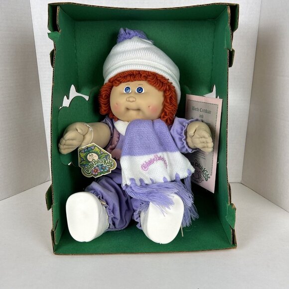 Cabbage Patch Kid Vintage 1985 Coleco Girl Red Pigtails & Blue Eyes NIB Retro - Picture 2 of 16